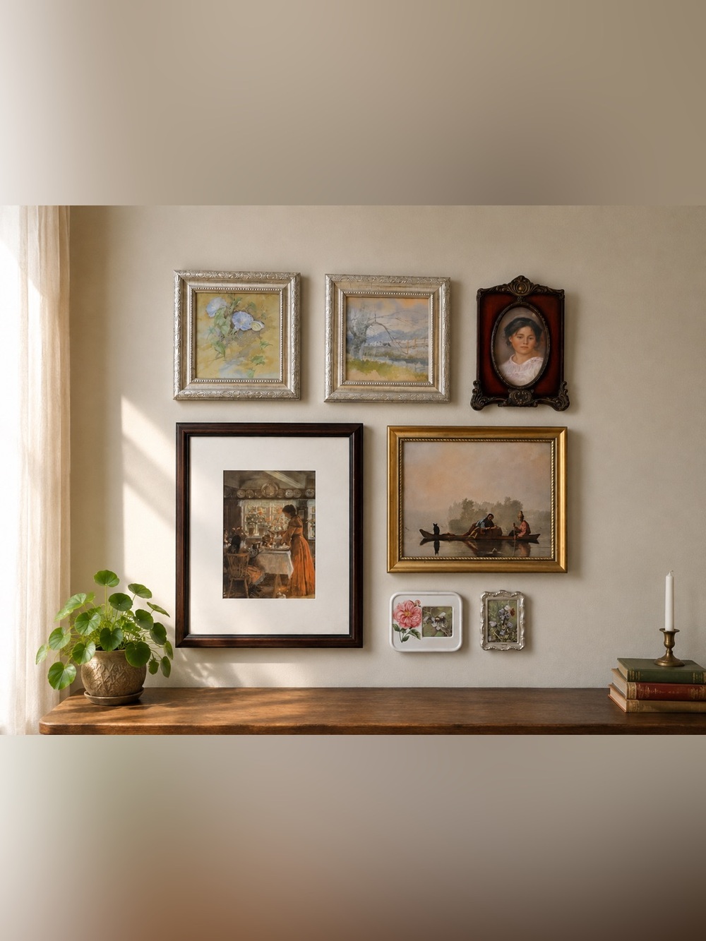 Vintage Frames Set for Gallery Wall - All Pieces Included